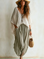 Comfortable and Casual Loose Cotton-Linen Two-Piece Set
