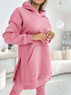 Fashion Solid Color Hoodie and Lined Leggings Two-piece Set