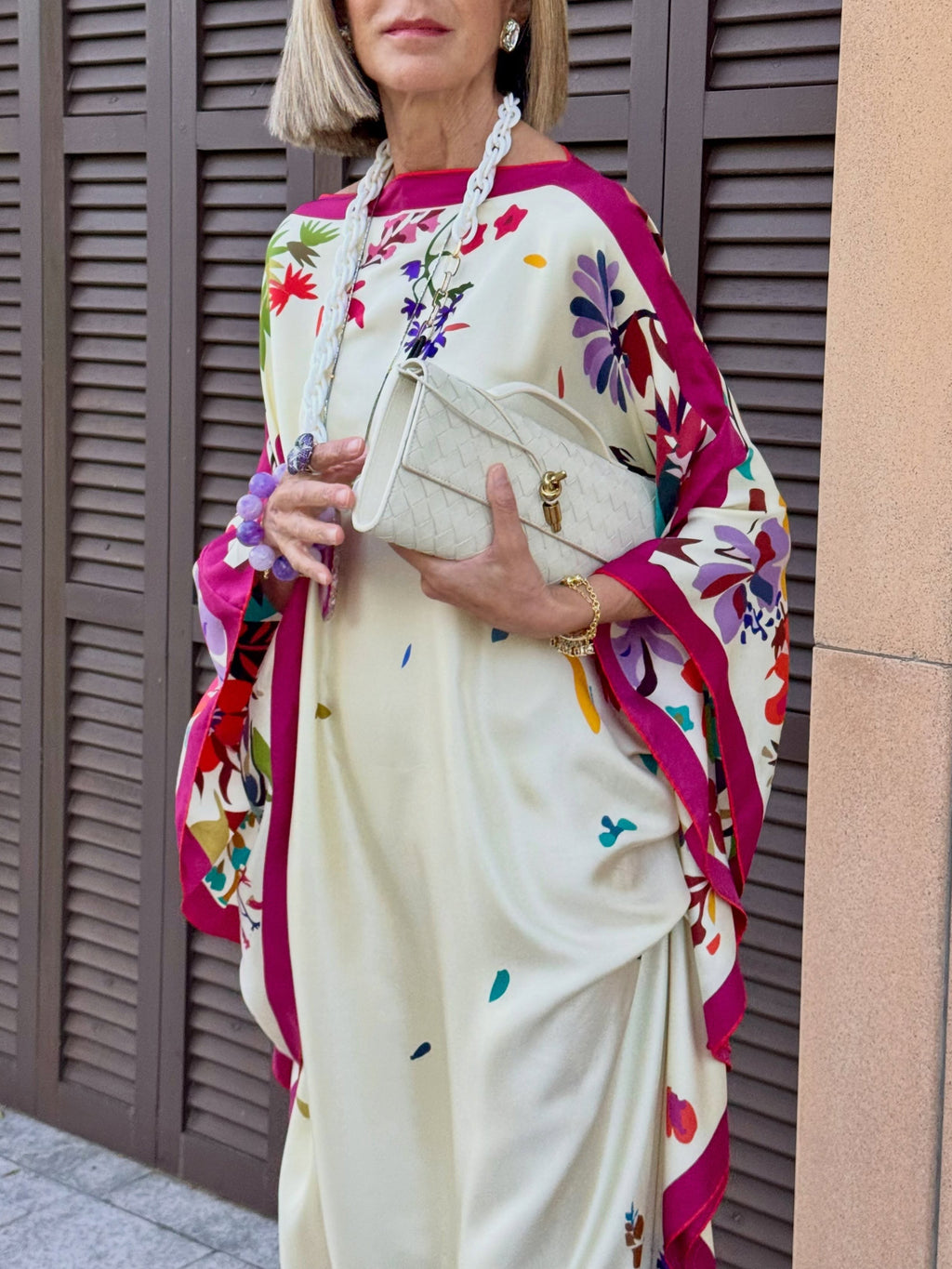 Elegant Printed Satin Loose Maxi Robe