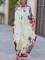 Elegant Printed Satin Loose Maxi Robe