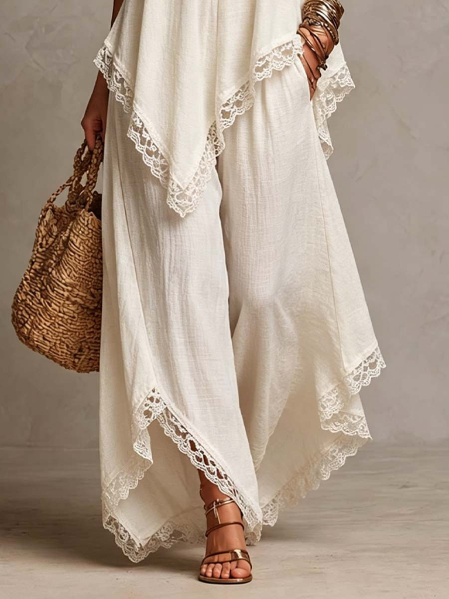 White Cami Lace Pant Set