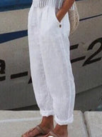 Cotton Linen Solid Color Casual Pants