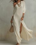Solid Color Loose Slit Beach Maxi Dress
