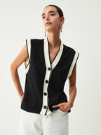 Contrast Trim Sweater Vest