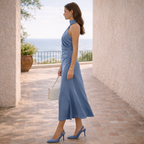 VESTIDO SOFÍA ™| Sofisticación moderna en azul empolvado