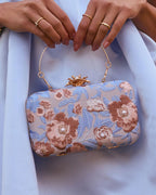 Freesia Embroidered Hard Case Clutch