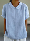 Short-sleeved Cotton Collared Shirt