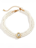 Short faux pearl and turquoise bead necklace