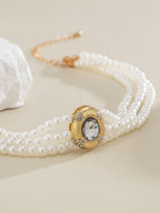 Short faux pearl and turquoise bead necklace