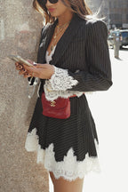 Black Lace-paneled Suit And Dress Set