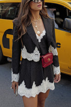 Black Lace-paneled Suit And Dress Set