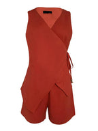 Linen Sleeveless V-neck Top and Loose Shorts Set