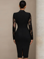 Black Blazer-Style Lace Midi Dress