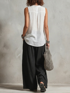 Minimalist Layered Vest Cardigan And Wide-leg Pants Three-piece Set