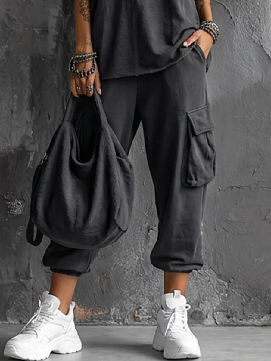 Dark Gray Vest And Jogger Cargo Pants Casual Suit