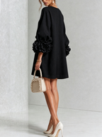 White Floral Button-down Mini Dress With Striking Floral Cuffs