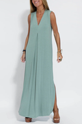 Solid Color Sleeveless Maxi Dress