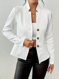 Elegant Solid Color Textured Blazer