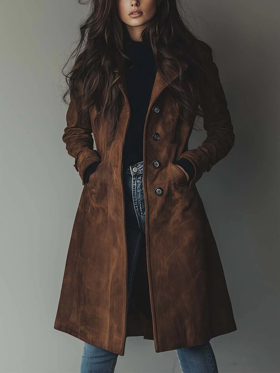 Vintage Suede Trench Coat