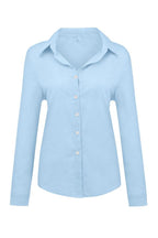 Casual Solid Button Shirt Collar Blouse