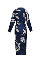 Unique Print Dolman Long Sleeve Ruched Slit Midi Dress