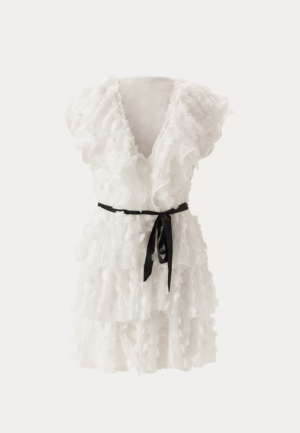 Vestido floral con volantes y cuello en V