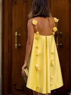 Chic floral suspender loose mini dress