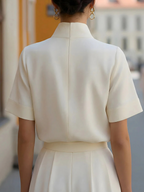 Stand-collar Short-sleeved Top