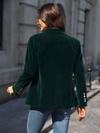 Elegant Velvet Slim-fit Faux Pocket Suit Jacket