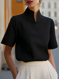 Stand-collar Short-sleeved Top