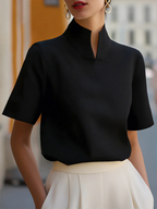 Stand-collar Short-sleeved Top
