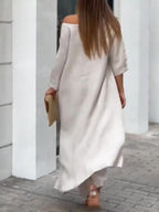Fashionable Solid Color Two-piece Set