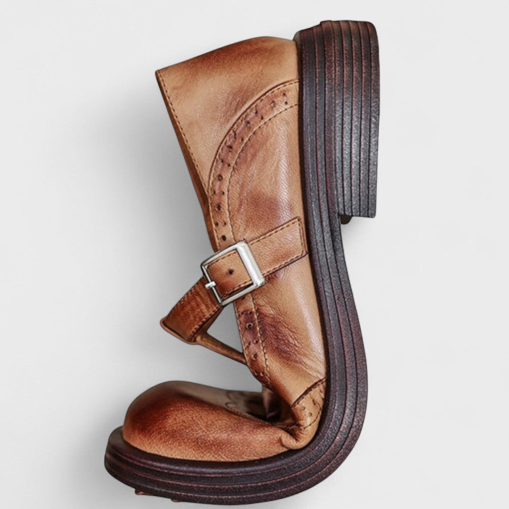 ELISA™  | Elegancia y comodidad. Tacón de cuero.