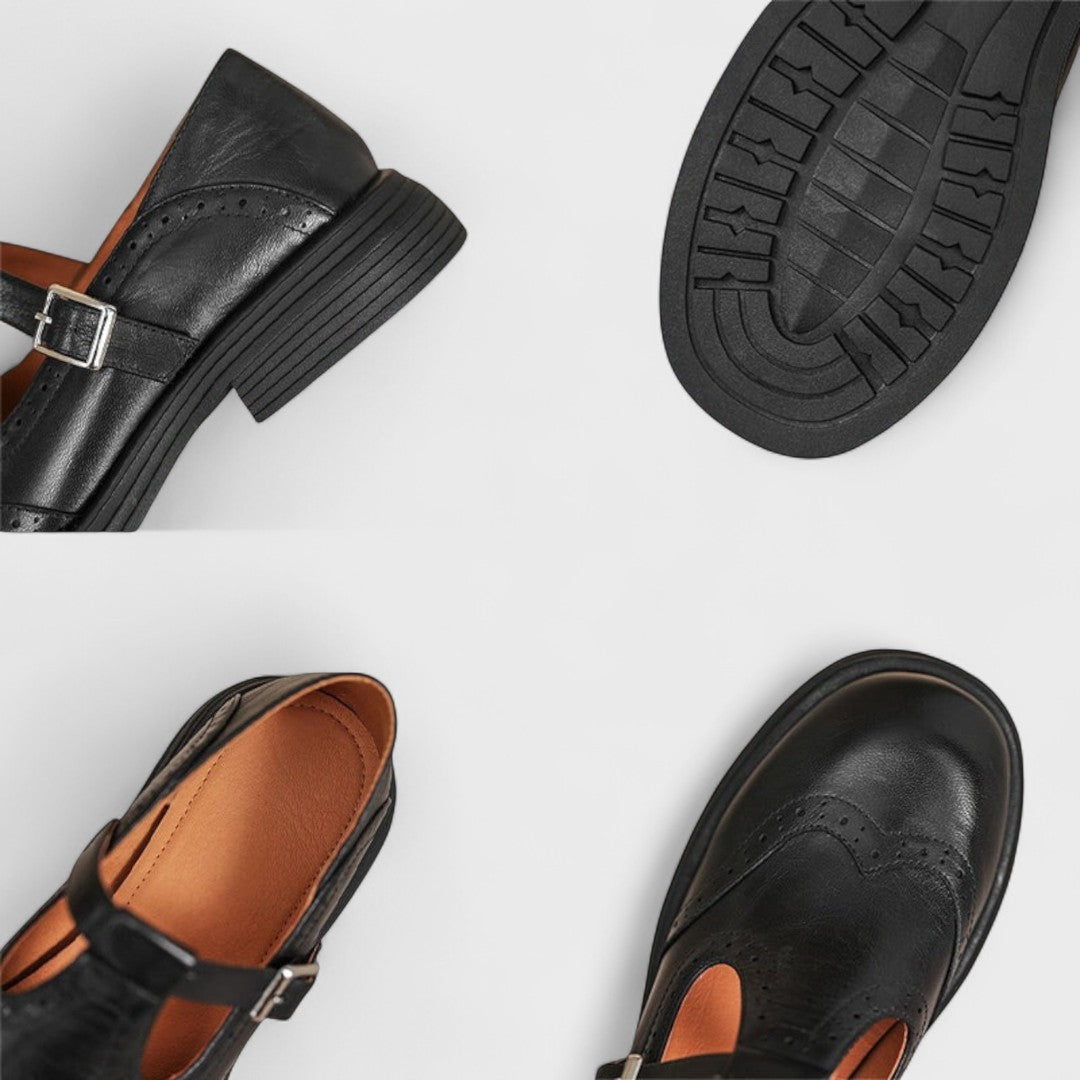 ELISA™  | Elegancia y comodidad. Tacón de cuero.