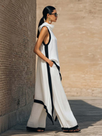 Elegant Irregular Sleeveless Top and Wide-Leg Pants Two-Piece Set