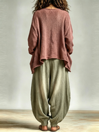 Tank Top+Harem Pants+and Knit Cardigan Casual Three-Piece Set